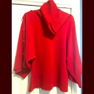 Gorgeous vibrant red poncho sweater